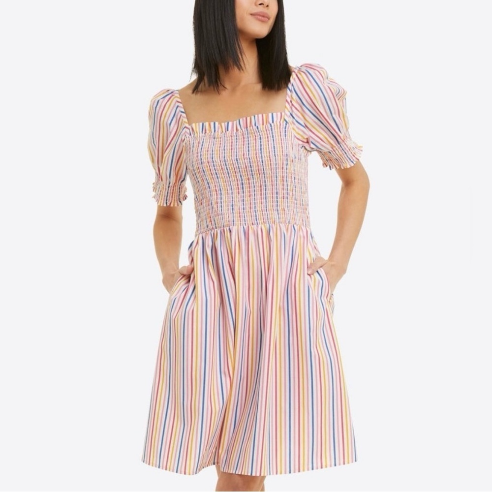 Draper James Cam Mulicolor Striped Smocked Dress XS - Picture 1 of 7